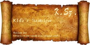 Klár Szabina névjegykártya